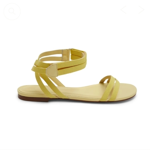 NEW Rebecca Allen Yellow Flat Two Strap Sandal - Picture 1 of 6